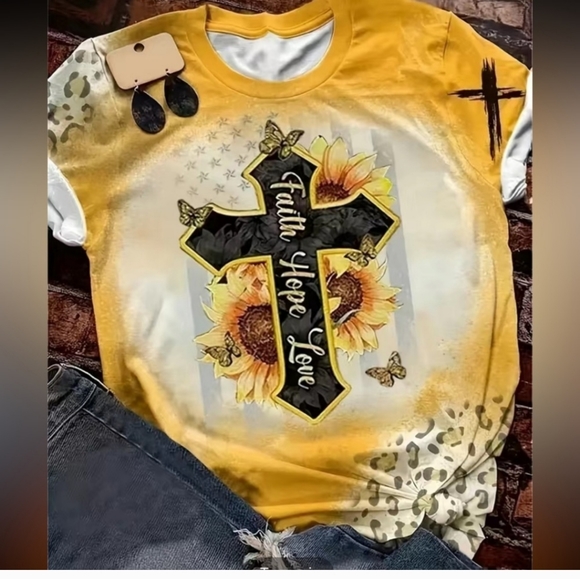 Faith Hope Love Cross T-Shirt - Picture 2 of 3